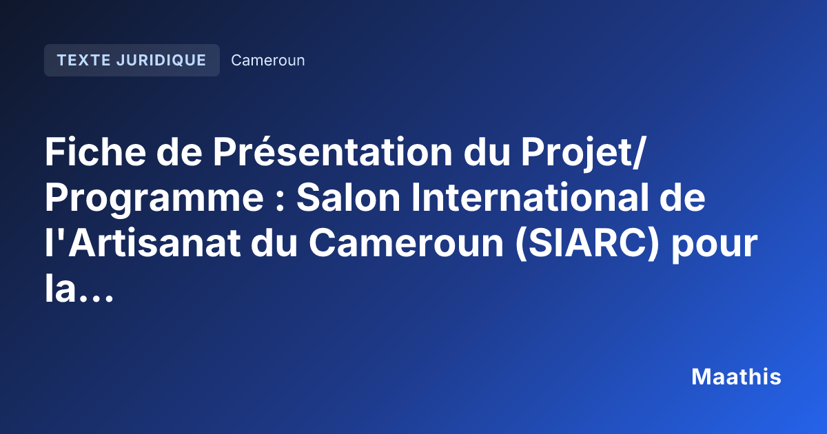 Texte juridique · Fiche de Présentation du… | Maathis